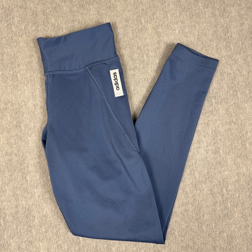 Adidas Climalite High Waisted Leggings Blue Slate Athletic Tights Womens Medium